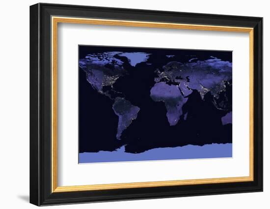 Earth at Night, Satellite Image-null-Framed Photographic Print