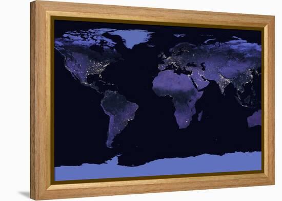 Earth at Night, Satellite Image-null-Framed Premier Image Canvas