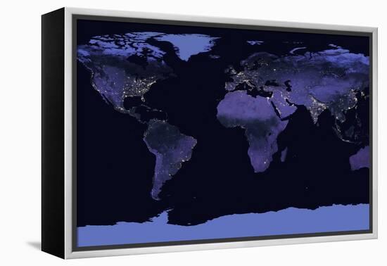 Earth at Night, Satellite Image-null-Framed Premier Image Canvas