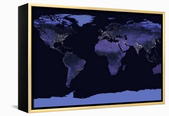 Earth at Night, Satellite Image-null-Framed Premier Image Canvas