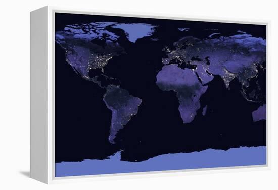 Earth at Night, Satellite Image-null-Framed Premier Image Canvas