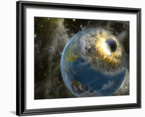 Earth Being Hit by a Planet Killing Meteorite-null-Framed Photographic Print