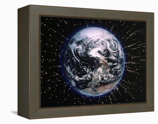 Earth Bombarded by Stars-Chris Rogers-Framed Premier Image Canvas