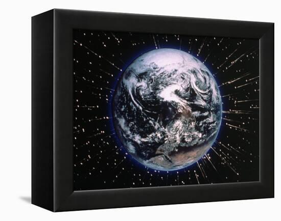 Earth Bombarded by Stars-Chris Rogers-Framed Premier Image Canvas