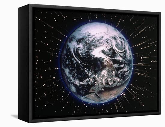 Earth Bombarded by Stars-Chris Rogers-Framed Premier Image Canvas