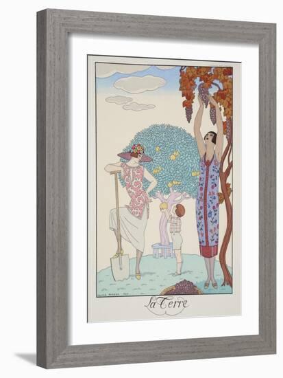 Earth, from 'Falbalas and Fanfreluches, Almanach des Modes Présentes, Passées et Futures', 1925-Georges Barbier-Framed Giclee Print