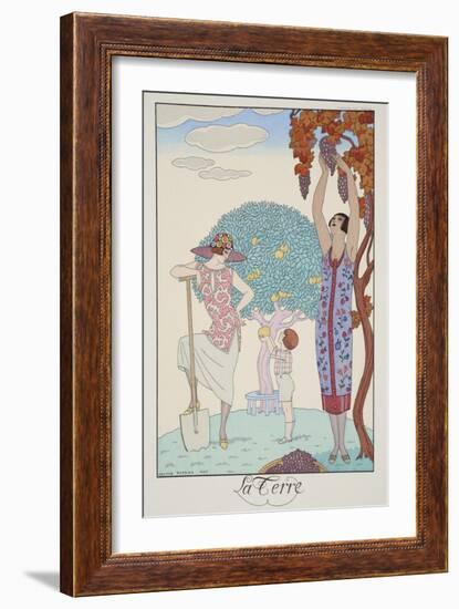 Earth, from 'Falbalas and Fanfreluches, Almanach des Modes Présentes, Passées et Futures', 1925-Georges Barbier-Framed Giclee Print