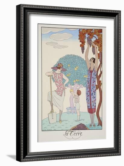 Earth, from 'Falbalas and Fanfreluches, Almanach des Modes Présentes, Passées et Futures', 1925-Georges Barbier-Framed Giclee Print