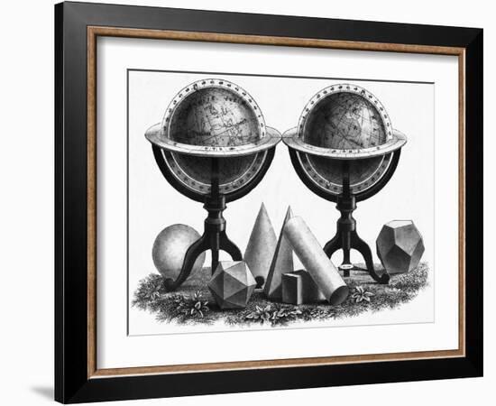 Earth Globe Designs with Various Shapes at the Base-null-Framed Giclee Print