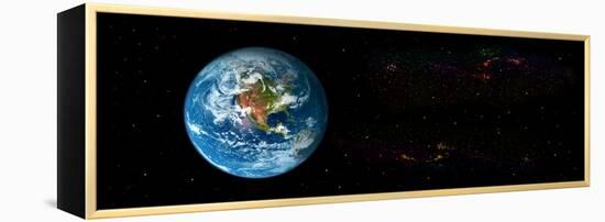 Earth in Space Showing North Americas (Photo Illustration)-null-Framed Stretched Canvas