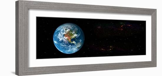 Earth in Space Showing North Americas (Photo Illustration)-null-Framed Photographic Print