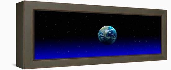 Earth in Space with Blue Mist (Photo Illustration)-null-Framed Stretched Canvas