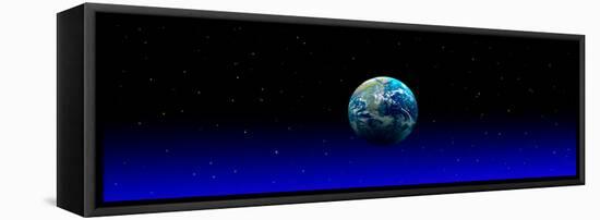 Earth in Space with Blue Mist (Photo Illustration)-null-Framed Stretched Canvas