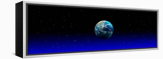 Earth in Space with Blue Mist (Photo Illustration)-null-Framed Stretched Canvas