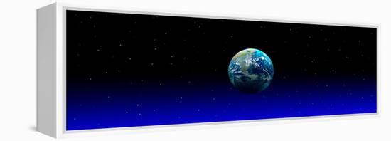 Earth in Space with Blue Mist (Photo Illustration)-null-Framed Stretched Canvas
