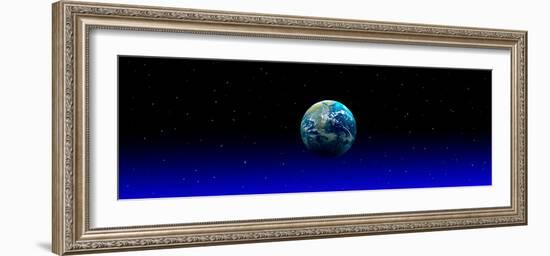 Earth in Space with Blue Mist (Photo Illustration)-null-Framed Photographic Print