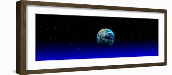 Earth in Space with Blue Mist (Photo Illustration)-null-Framed Photographic Print