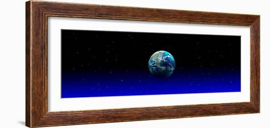 Earth in Space with Blue Mist (Photo Illustration)-null-Framed Photographic Print