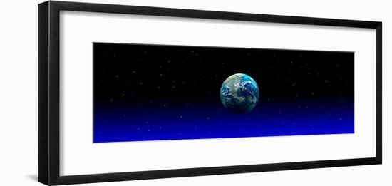 Earth in Space with Blue Mist (Photo Illustration)-null-Framed Photographic Print