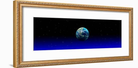 Earth in Space with Blue Mist (Photo Illustration)-null-Framed Photographic Print