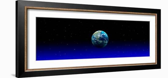 Earth in Space with Blue Mist (Photo Illustration)-null-Framed Photographic Print