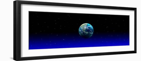 Earth in Space with Blue Mist (Photo Illustration)-null-Framed Photographic Print