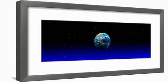 Earth in Space with Blue Mist (Photo Illustration)-null-Framed Photographic Print