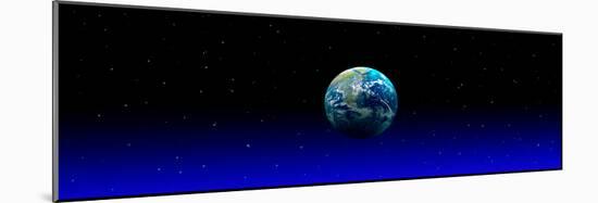 Earth in Space with Blue Mist (Photo Illustration)-null-Mounted Photographic Print