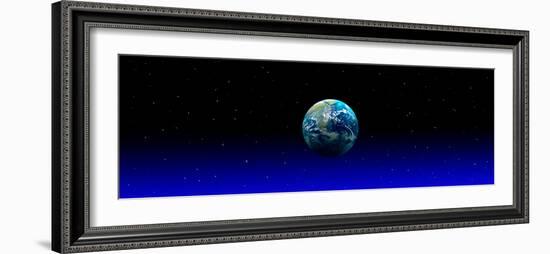 Earth in Space with Blue Mist (Photo Illustration)-null-Framed Photographic Print