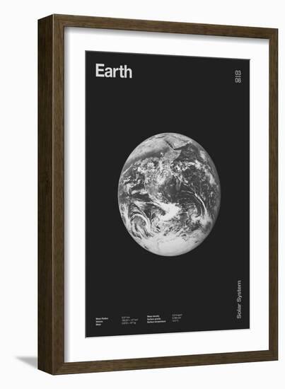 Earth : Minimal Planets Datas, 2023 (Digital)-Florent Bodart-Framed Giclee Print