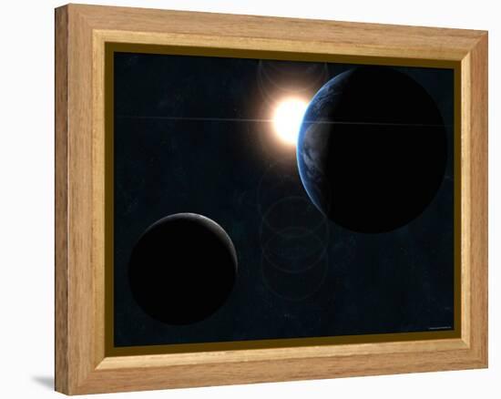 Earth, Moon and the Sun-Stocktrek Images-Framed Premier Image Canvas