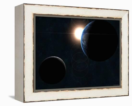 Earth, Moon and the Sun-Stocktrek Images-Framed Premier Image Canvas