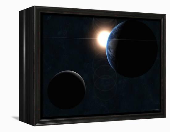 Earth, Moon and the Sun-Stocktrek Images-Framed Premier Image Canvas