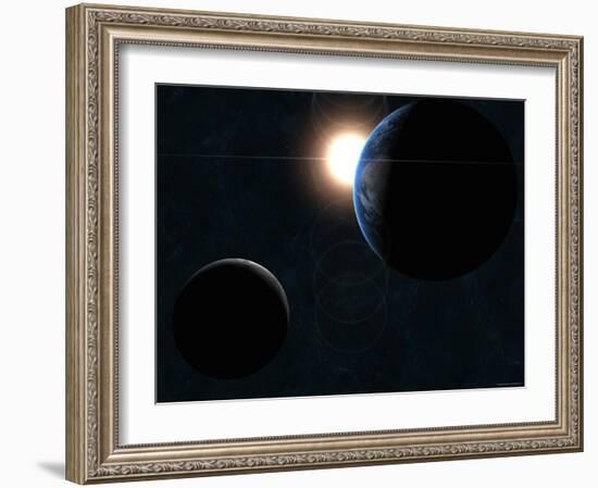 Earth, Moon and the Sun-Stocktrek Images-Framed Photographic Print