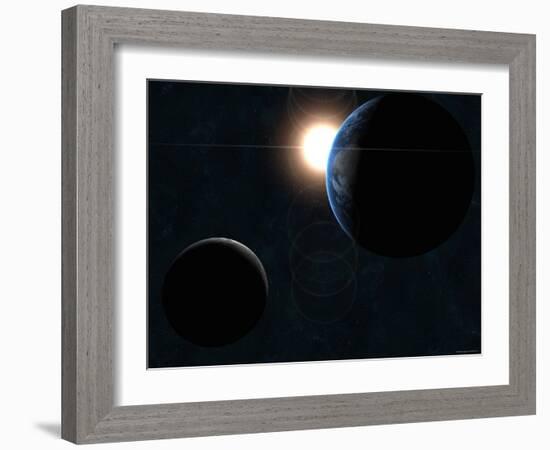 Earth, Moon and the Sun-Stocktrek Images-Framed Photographic Print