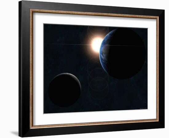 Earth, Moon and the Sun-Stocktrek Images-Framed Photographic Print