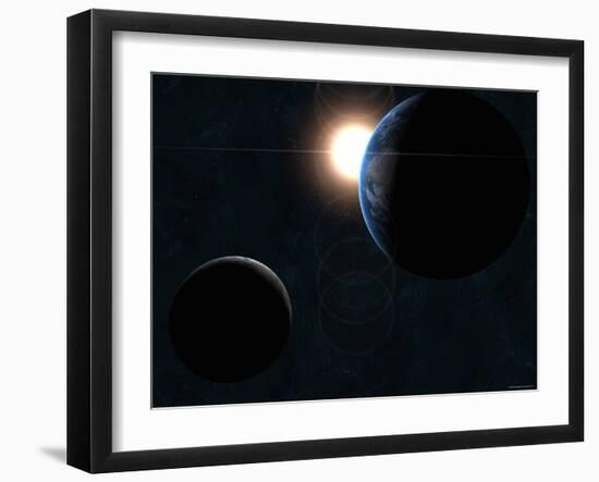 Earth, Moon and the Sun-Stocktrek Images-Framed Photographic Print