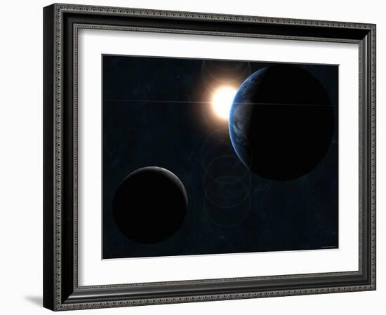 Earth, Moon and the Sun-Stocktrek Images-Framed Photographic Print