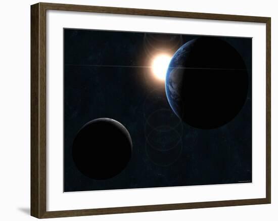 Earth, Moon and the Sun-Stocktrek Images-Framed Photographic Print