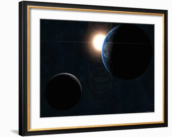 Earth, Moon and the Sun-Stocktrek Images-Framed Photographic Print