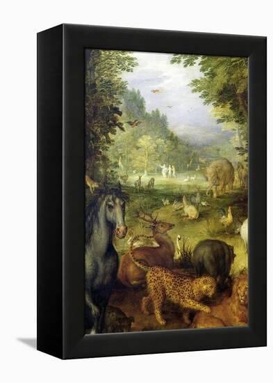 Earth, or the Earthly Paradise, Detail of Animals, 1607-08-Jan Brueghel the Elder-Framed Premier Image Canvas