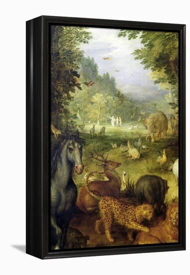 Earth, or the Earthly Paradise, Detail of Animals, 1607-08-Jan Brueghel the Elder-Framed Premier Image Canvas