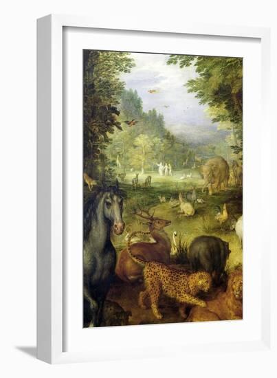 Earth, or the Earthly Paradise, Detail of Animals, 1607-08-Jan Brueghel the Elder-Framed Giclee Print