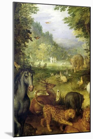 Earth, or the Earthly Paradise, Detail of Animals, 1607-08-Jan Brueghel the Elder-Mounted Giclee Print