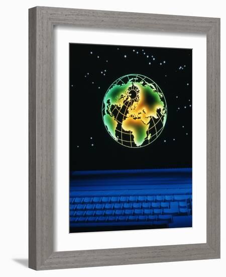 Earth Over Computer Keyboard-Tony Craddock-Framed Photographic Print