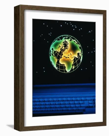 Earth Over Computer Keyboard-Tony Craddock-Framed Photographic Print
