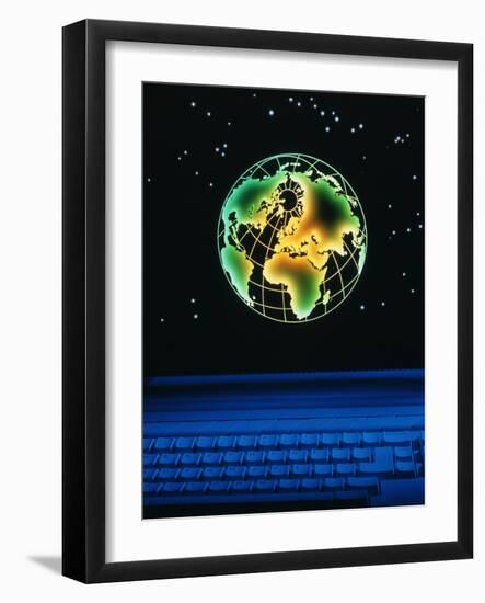 Earth Over Computer Keyboard-Tony Craddock-Framed Photographic Print