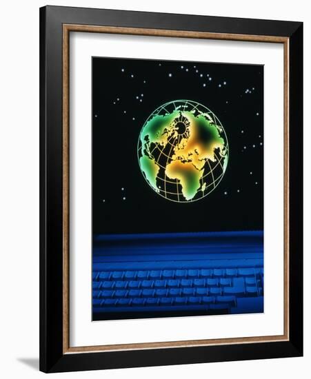 Earth Over Computer Keyboard-Tony Craddock-Framed Photographic Print