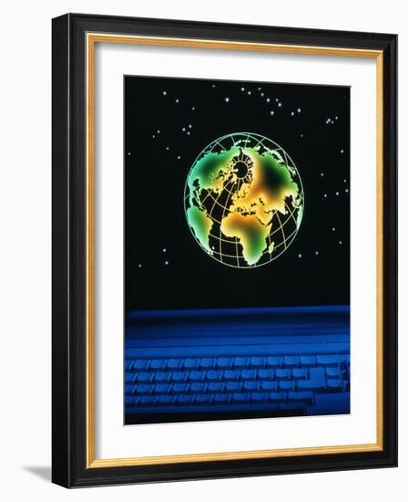 Earth Over Computer Keyboard-Tony Craddock-Framed Photographic Print