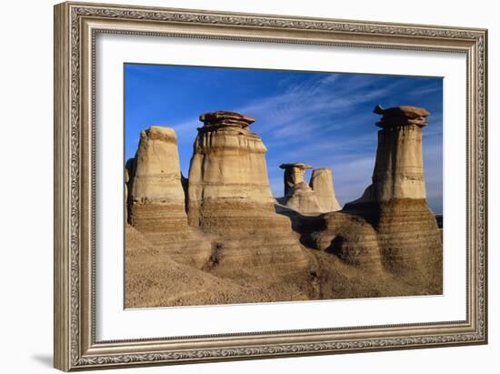 Earth Pillars (hoodoos) In Alberta Badlands Canada-David Nunuk-Framed Photographic Print